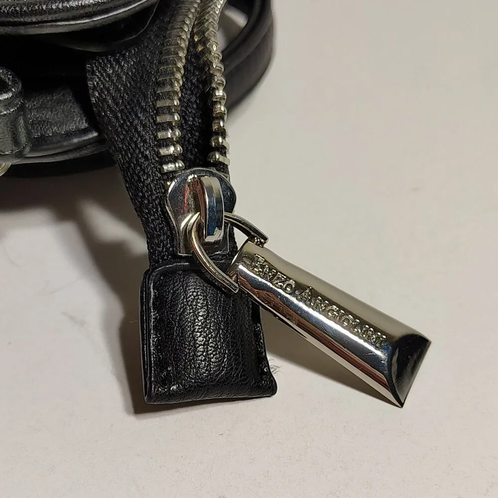 Enzo Angiolini Bag Black Pebbled Leather Small Crossbody Compact Minimalist - Picture 6 of 9